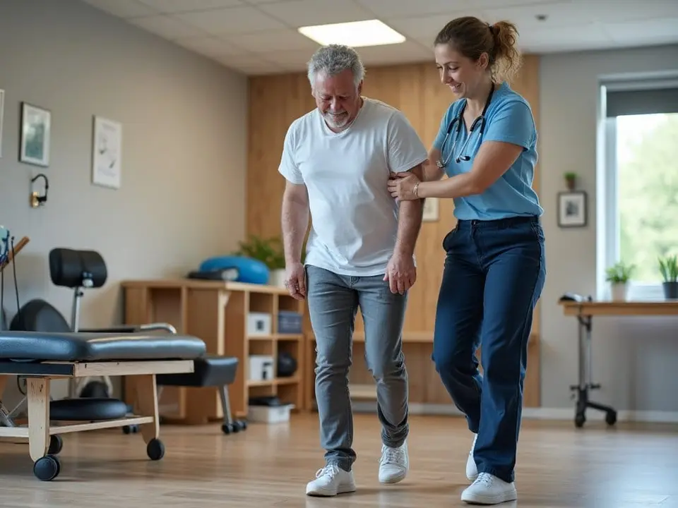a man getting physical therapy after a workplace injury