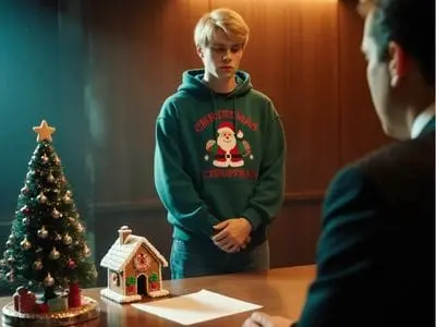 christmas shoplifter infront of Judge christmas shoplifter infront of Judge
