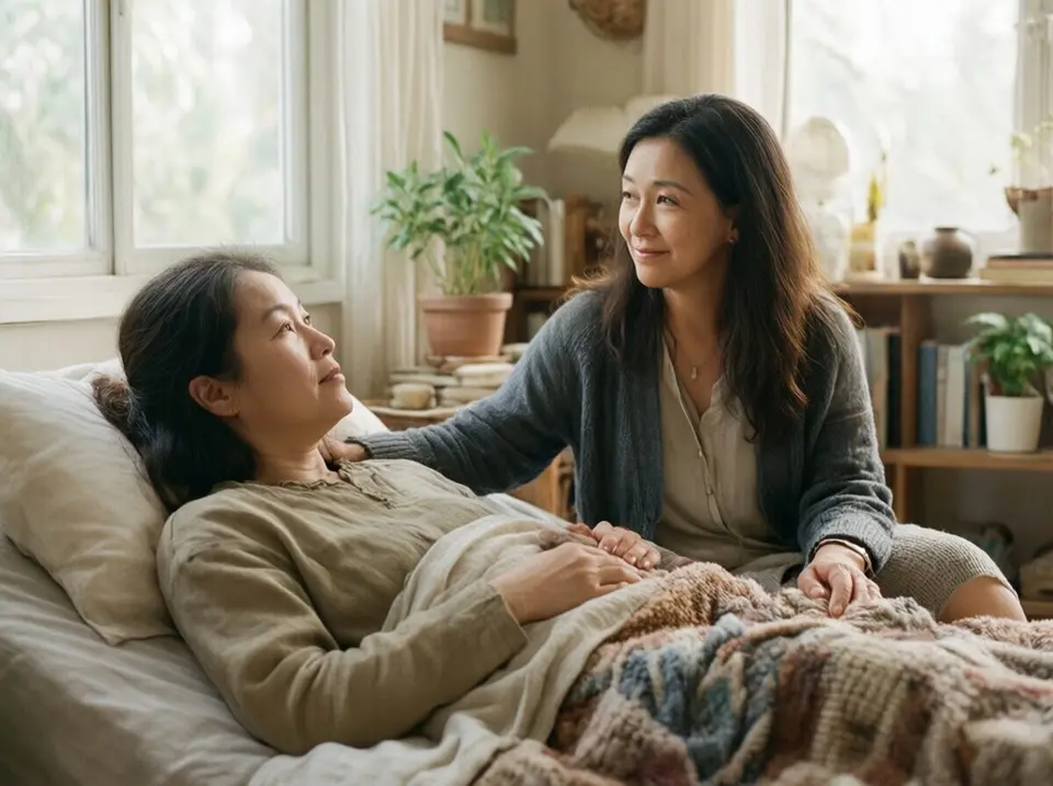 a person recovering with a supportive family member in a calm Tampa room