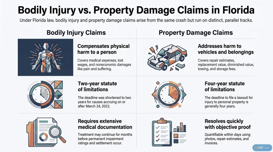 Infographic: Bodily Injury vs. Property Damage Claims in FL