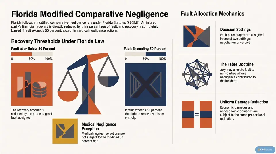 Infographic: Comparative Negligence: How Fault Percent Cuts Recovery